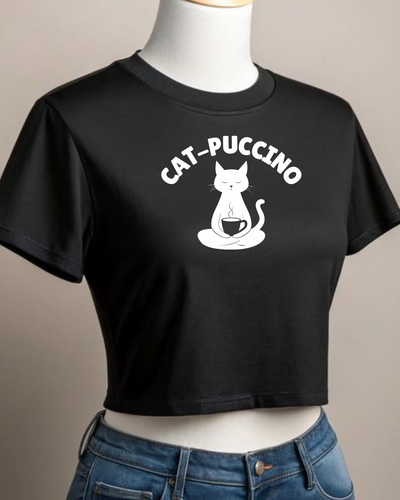 Cat-Puccino - Ripper Round Neck Crop Baby Tee